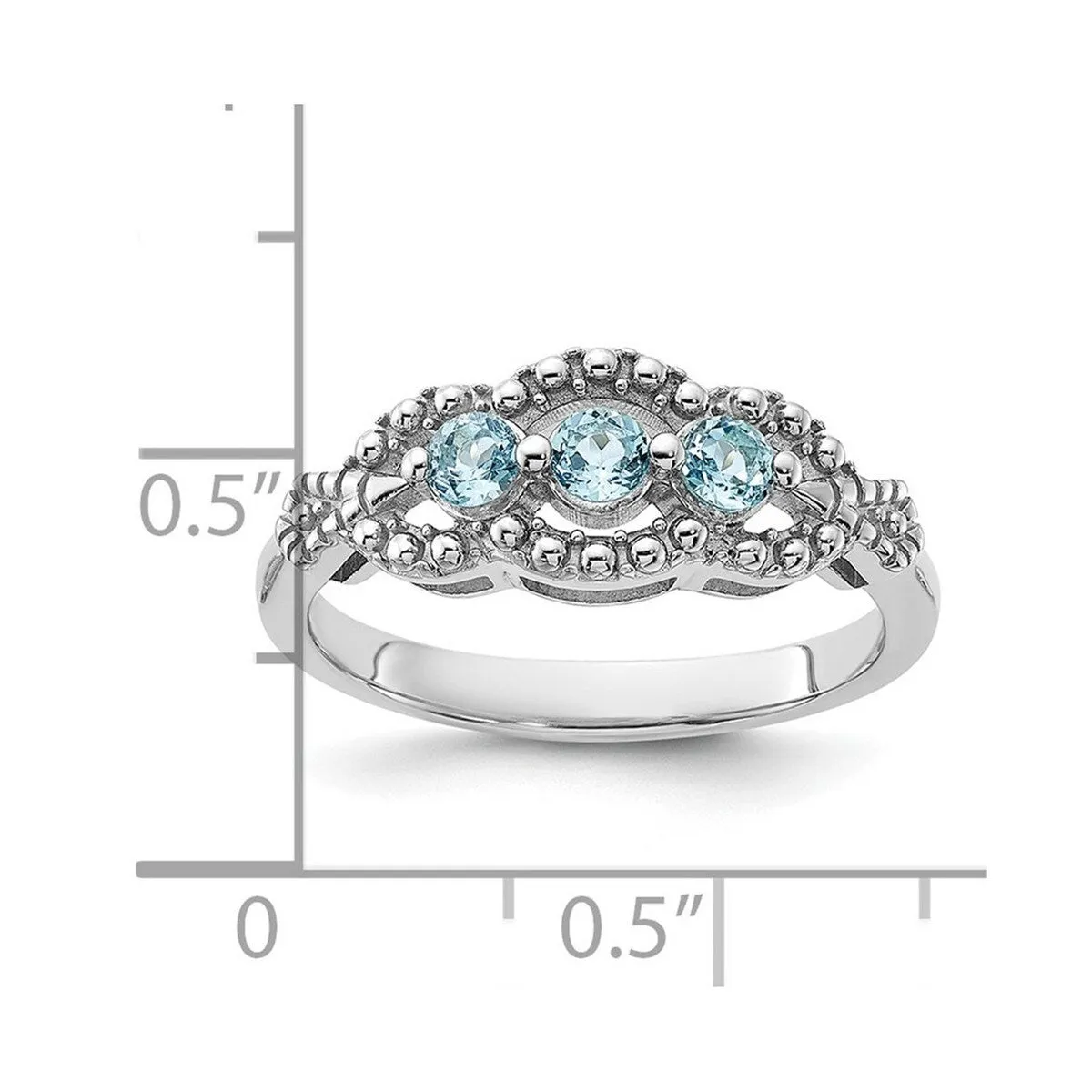 Curata 925 Sterling Silver Antiqued Beaded Blue Topaz Ring sold by Zulily product image thumbnail 4