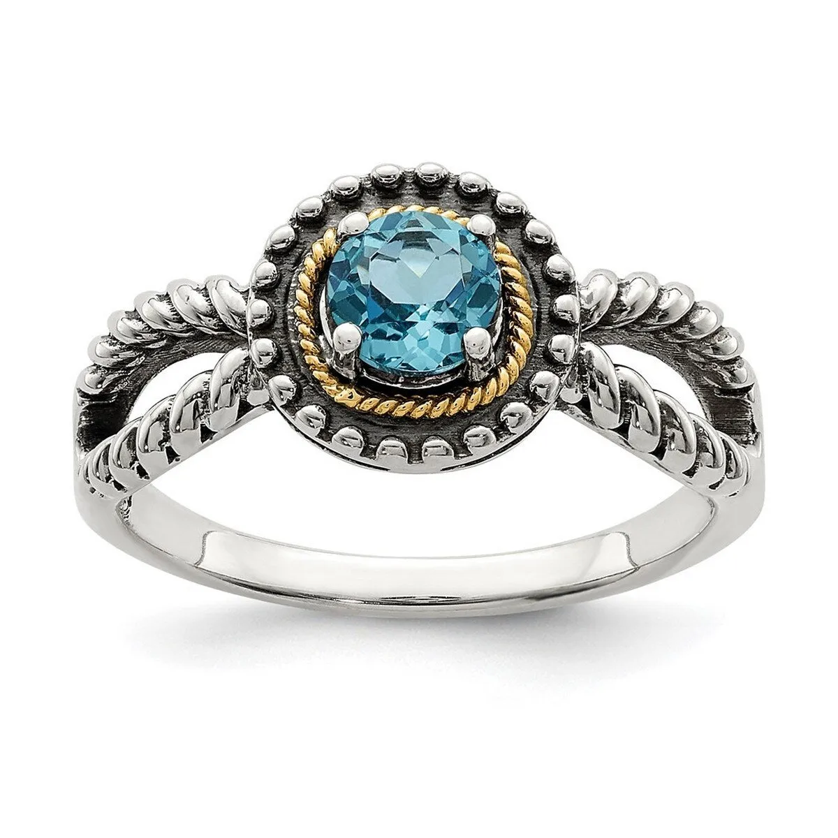 Curata 925 Sterling Silver 14k Accent Light Swiss Blue Topaz Ring sold by Zulily