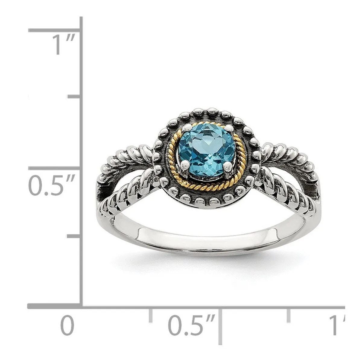 Curata 925 Sterling Silver 14k Accent Light Swiss Blue Topaz Ring sold by Zulily product image thumbnail 2