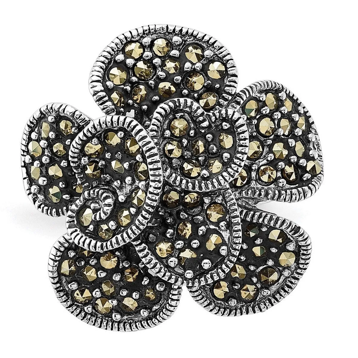 Curata 925 Sterling Silver 14mm Large Marcasite Flower Ring sold by Zulily product image thumbnail 3