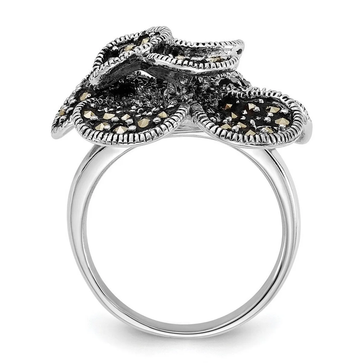 Curata 925 Sterling Silver 14mm Large Marcasite Flower Ring sold by Zulily product image thumbnail 2
