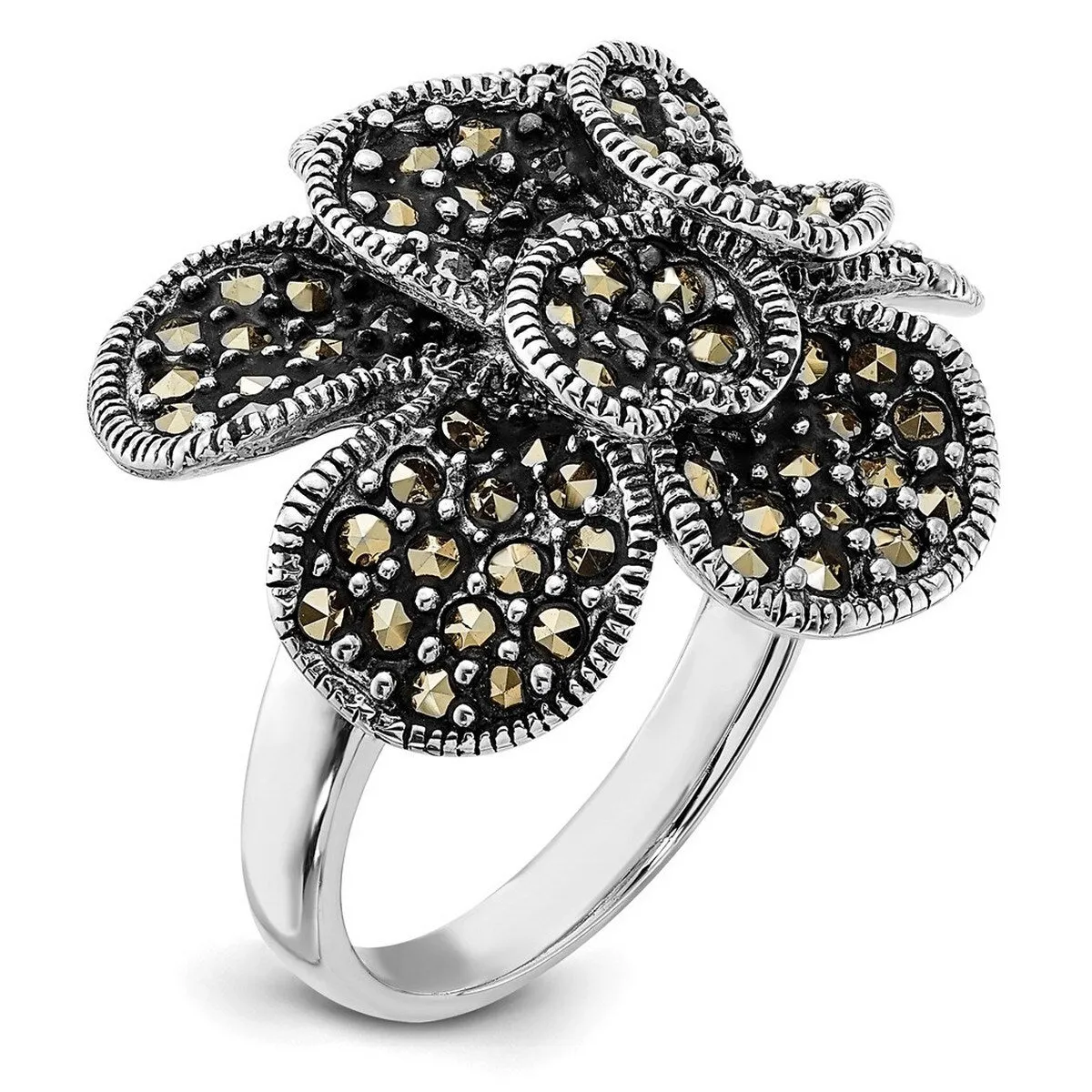 Curata 925 Sterling Silver 14mm Large Marcasite Flower Ring sold by Zulily product image thumbnail 4