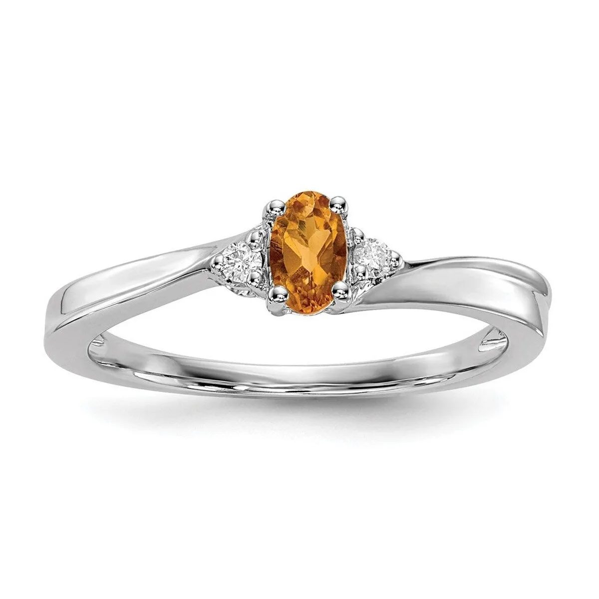 Curata 925 Sterling Silver Rhodium Plated Dainty Citrine Ring sold by Zulily