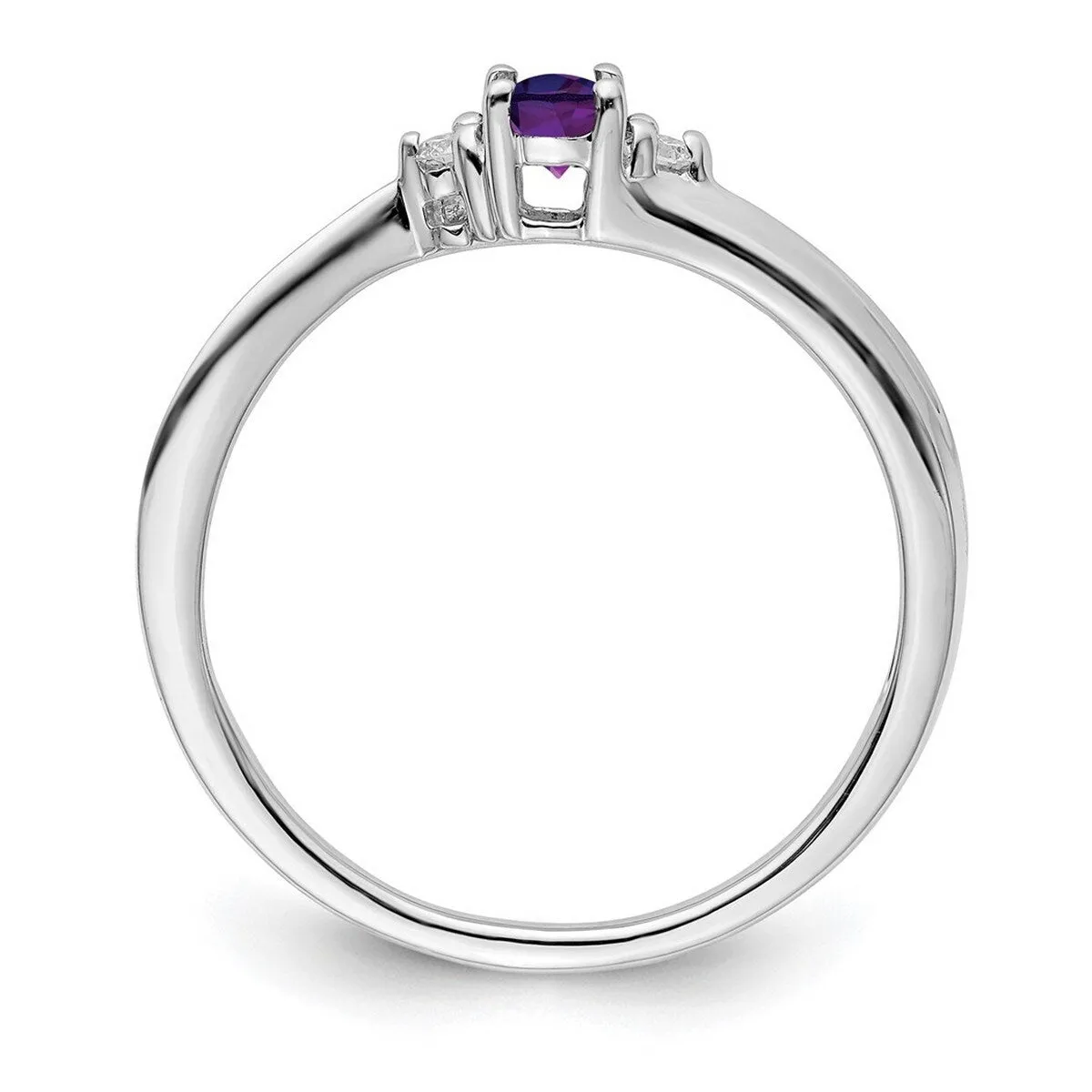 Curata 925 Sterling Silver Rhodium Plated Dainty Amethyst Ring sold by Zulily