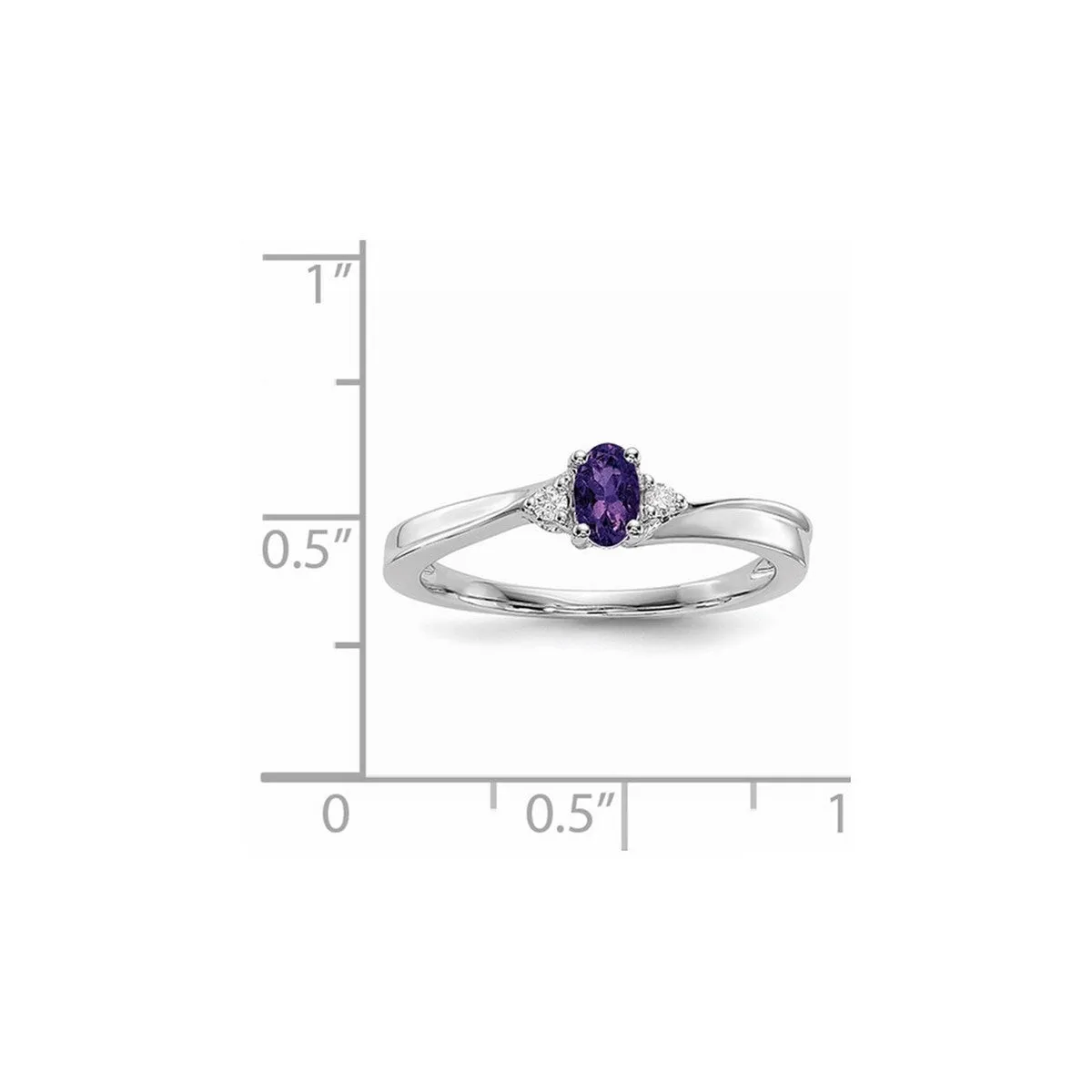Curata 925 Sterling Silver Rhodium Plated Dainty Amethyst Ring sold by Zulily product image thumbnail 3