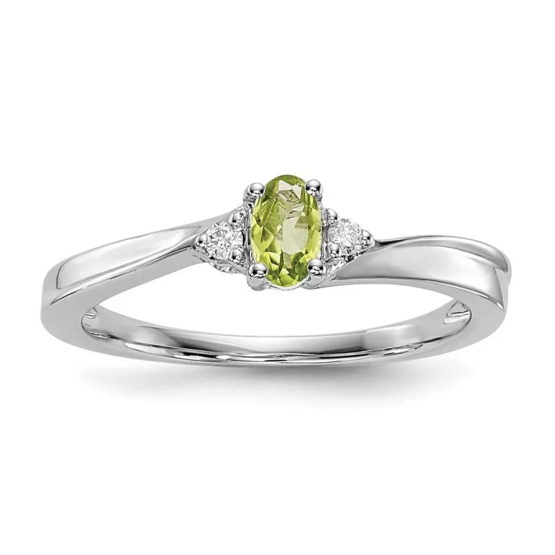 Curata 925 Sterling Silver Rhodium Plated Dainty Peridot Ring sold by Zulily