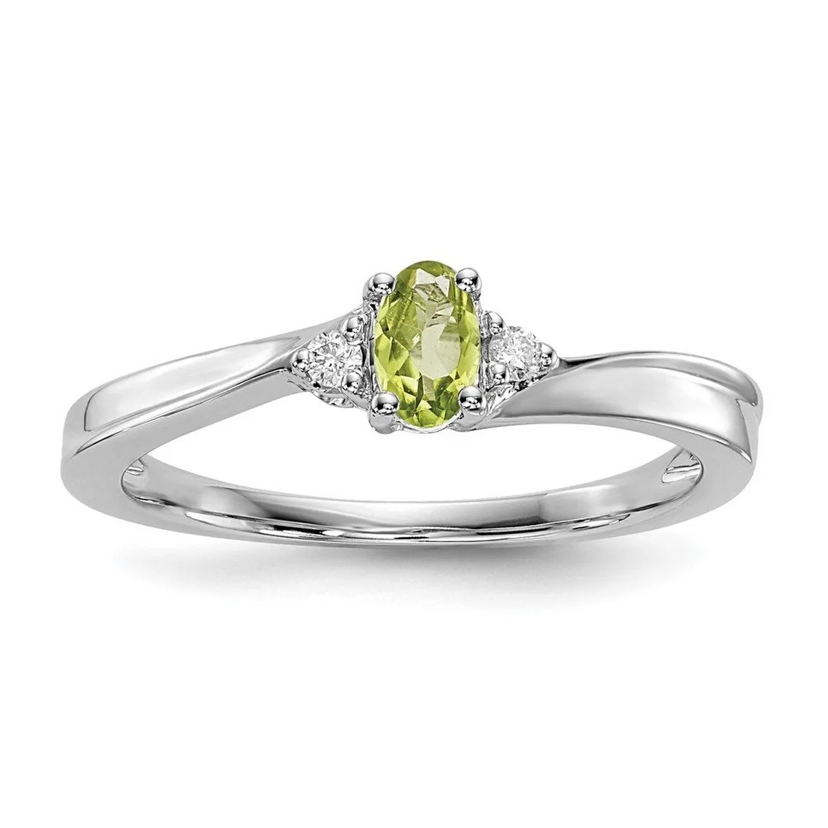 Curata 925 Sterling Silver Rhodium Plated Dainty Peridot Ring sold by Zulily