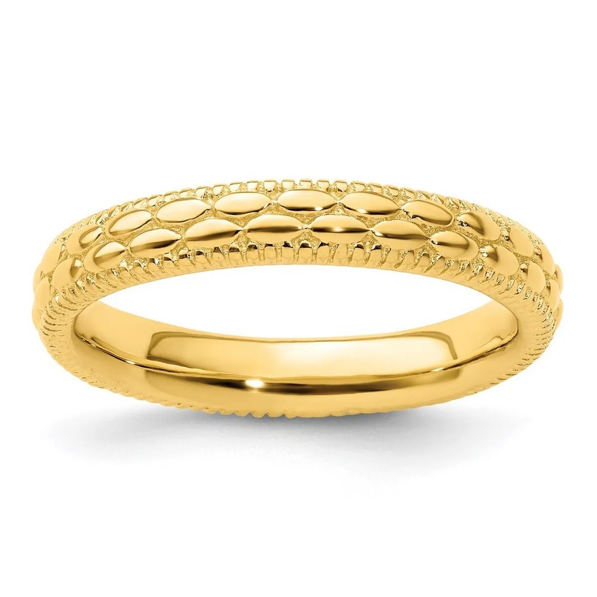 Curata 925 Sterling Silver Polished Stackable Gold Plated Patterned Ring sold by Zulily product image thumbnail 2