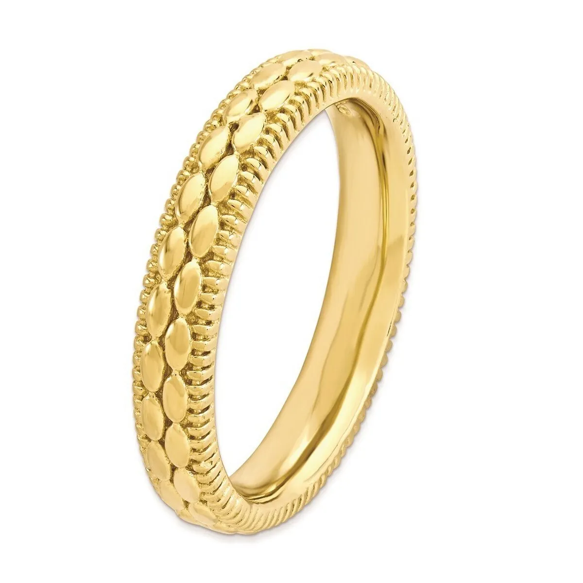 Curata 925 Sterling Silver Polished Stackable Gold Plated Patterned Ring sold by Zulily product image thumbnail 4