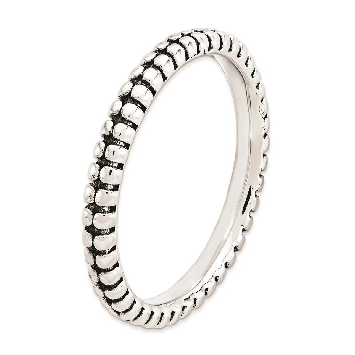 Curata 925 Sterling Silver Solid Polished Patterned Stackable Artisan Oxidized Artisan Oxidized Ring sold by Zulily product image thumbnail 5