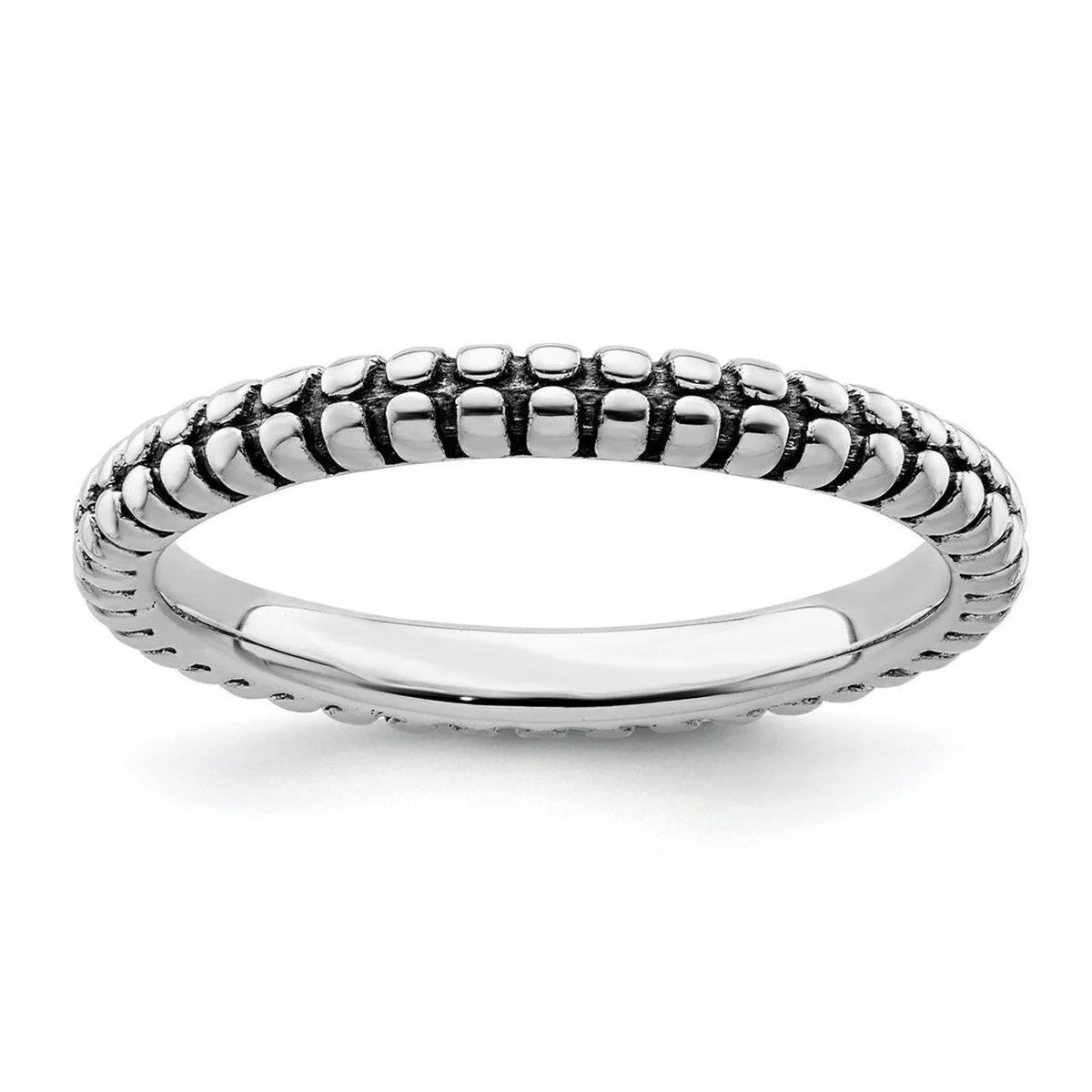 Curata 925 Sterling Silver Solid Polished Patterned Stackable Artisan Oxidized Artisan Oxidized Ring sold by Zulily