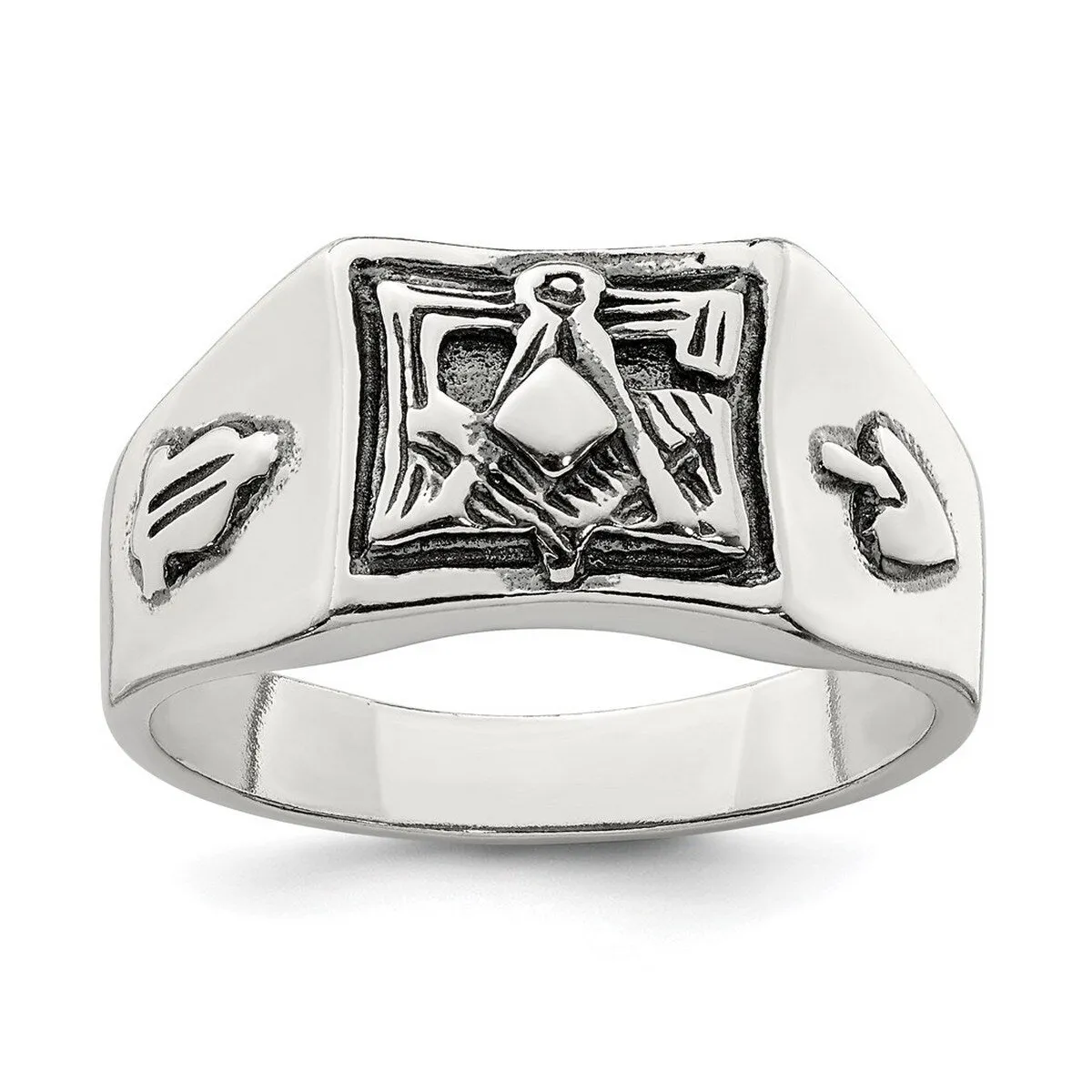 Curata 925 Sterling Silver Polished Masonic Artisan Oxidized Ring sold by Zulily product image thumbnail 2