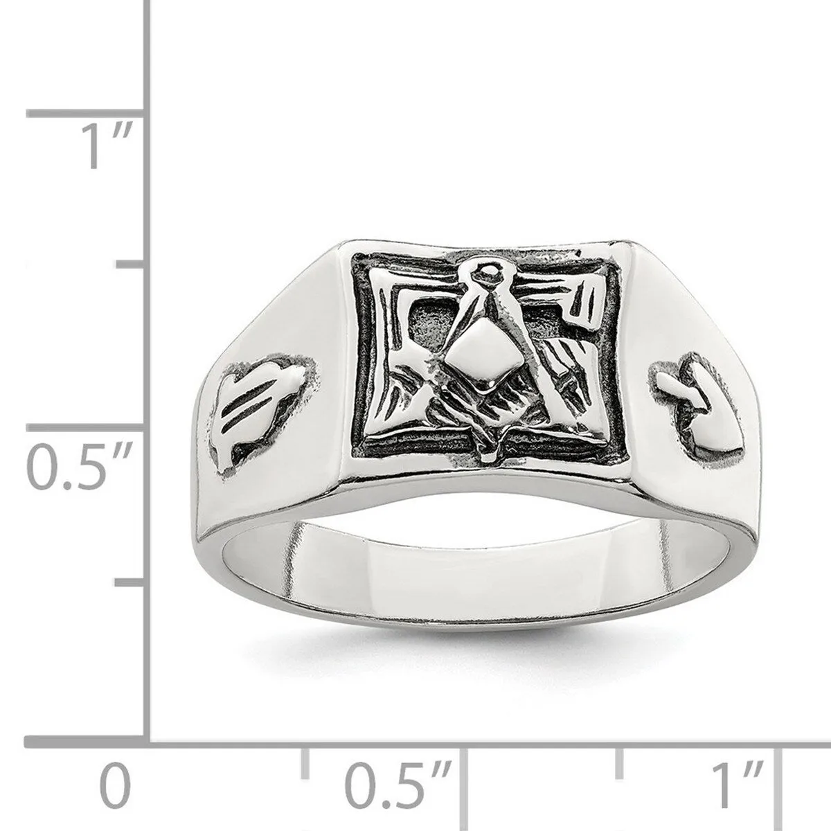 Curata 925 Sterling Silver Polished Masonic Artisan Oxidized Ring sold by Zulily product image thumbnail 5
