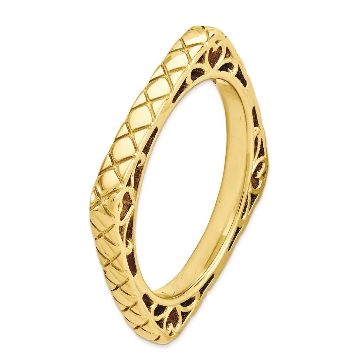 Curata 925 Sterling Silver Patterned Stackable Polished Gold Plated Square Ring sold by Zulily product image thumbnail 2