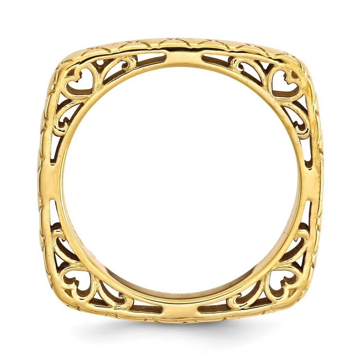 Curata 925 Sterling Silver Patterned Stackable Polished Gold Plated Square Ring sold by Zulily product image thumbnail 5