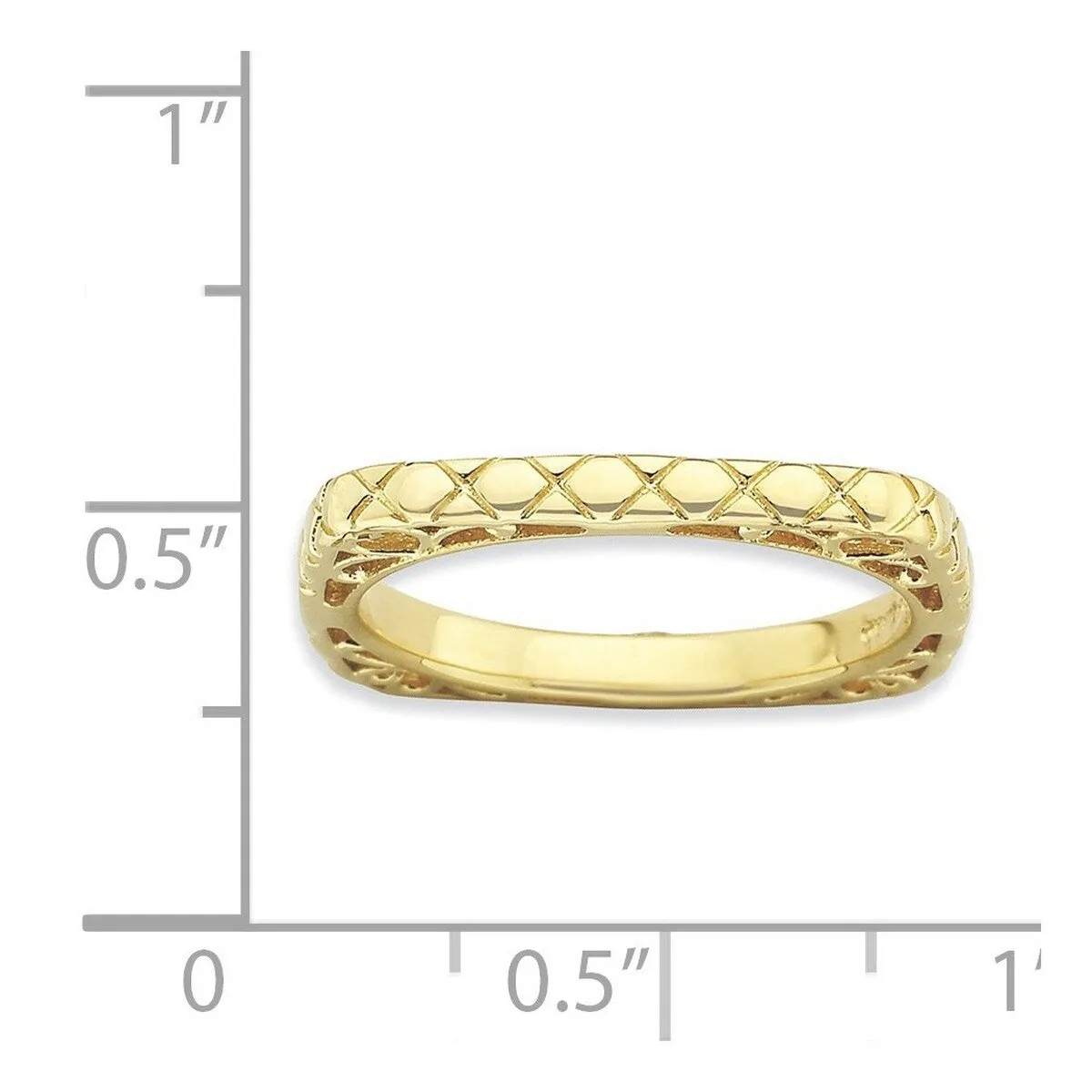 Curata 925 Sterling Silver Patterned Stackable Polished Gold Plated Square Ring sold by Zulily product image thumbnail 4