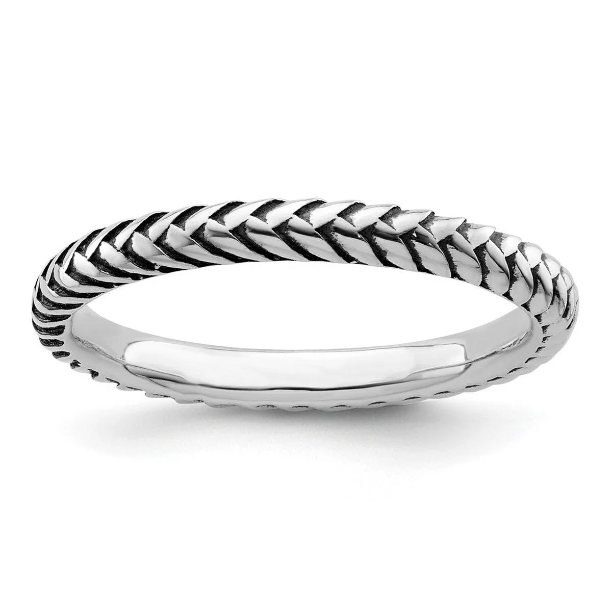 Curata 925 Sterling Silver Polished Patterned Stackable Artisan Oxidized Artisan Oxidized Ring sold by Zulily