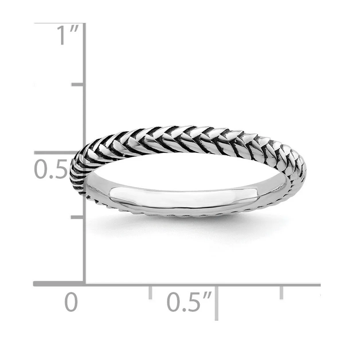 Curata 925 Sterling Silver Polished Patterned Stackable Artisan Oxidized Artisan Oxidized Ring sold by Zulily product image thumbnail 3