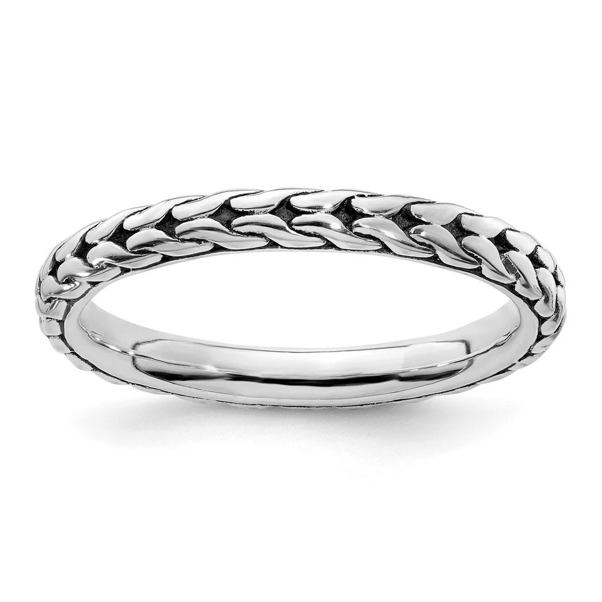 Curata 925 Sterling Silver Polished Textured Patterned Stackable Artisan Oxidized Artisan Oxidized Ring sold by Zulily product image thumbnail 5