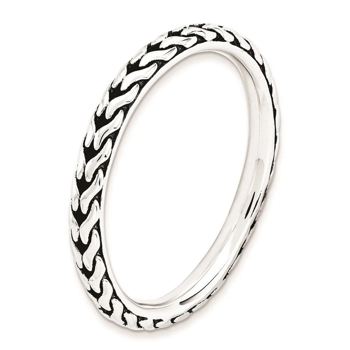 Curata 925 Sterling Silver Polished Textured Patterned Stackable Artisan Oxidized Artisan Oxidized Ring sold by Zulily product image thumbnail 2