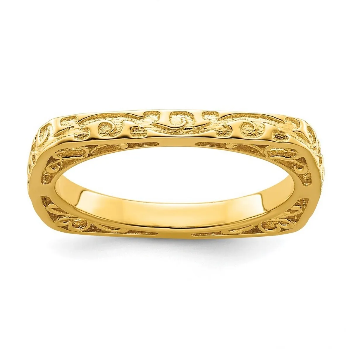 Curata 925 Sterling Silver Stackable Polished Gold Plated Square Ring sold by Zulily