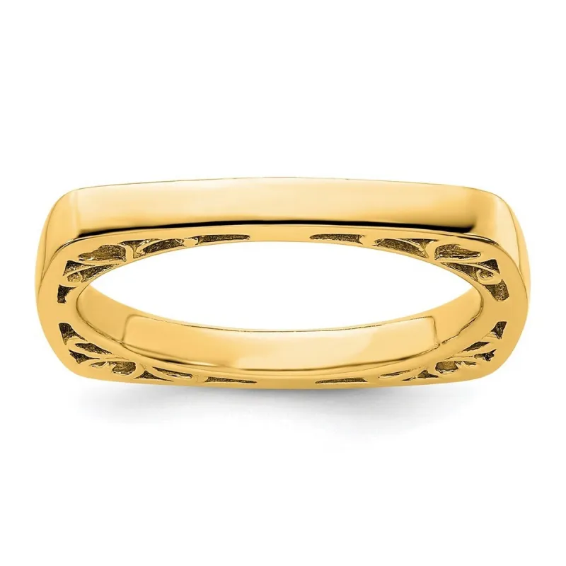 Curata 925 Sterling Silver Stackable Polished Gold Plated Square Ring sold by Zulily