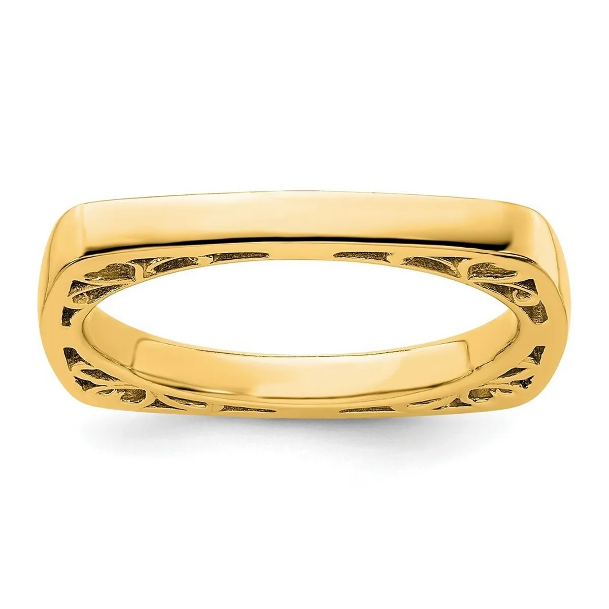 Curata 925 Sterling Silver Stackable Polished Gold Plated Square Ring sold by Zulily