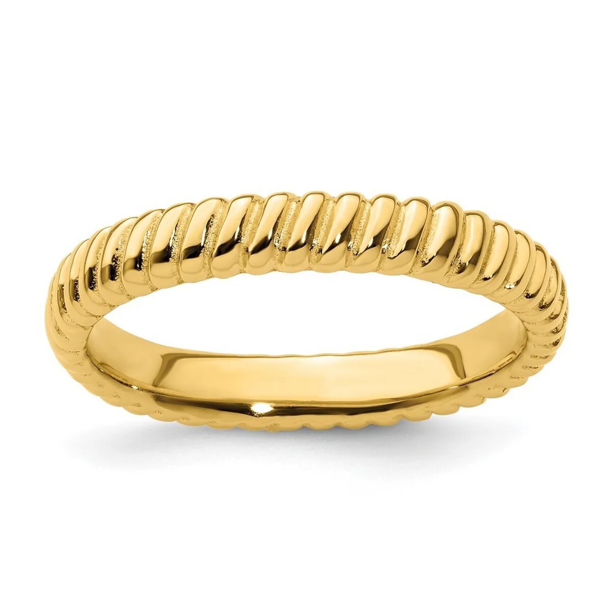 Curata 925 Sterling Silver Polished Ribbed Stackable Gold Plated Ring sold by Zulily