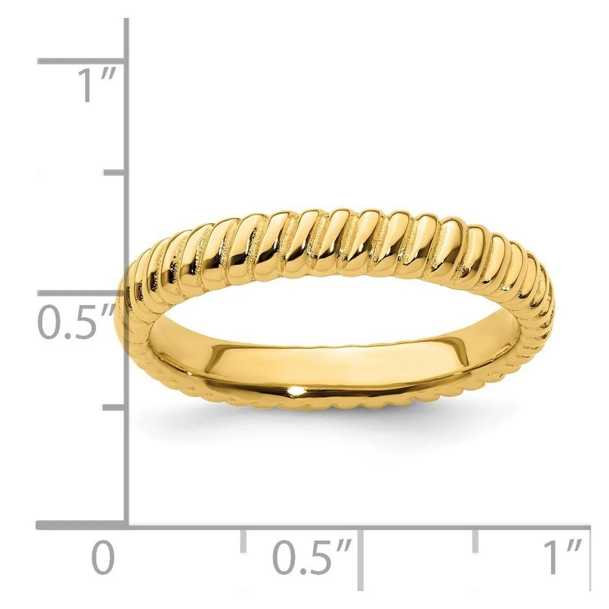 Curata 925 Sterling Silver Polished Ribbed Stackable Gold Plated Ring sold by Zulily product image thumbnail 4