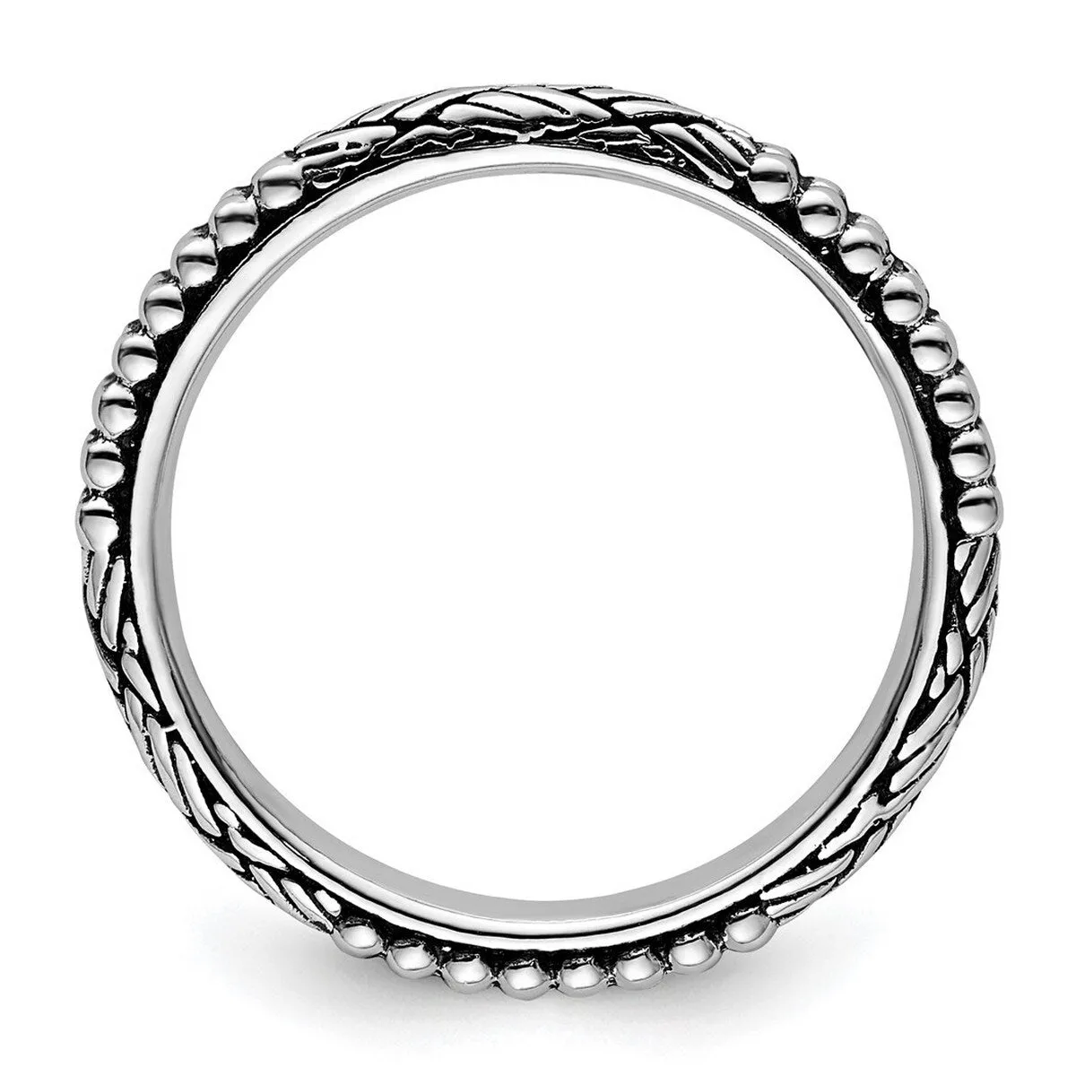 Curata 925 Sterling Silver Polished Stackable Patterned Artisan Oxidized Ring sold by Zulily product image thumbnail 2