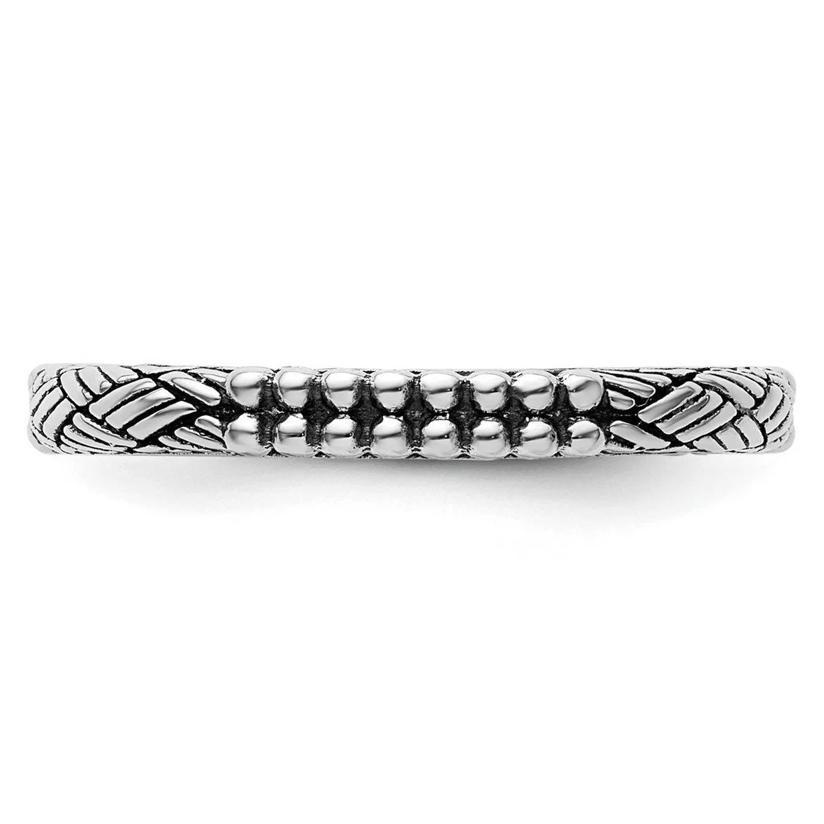 Curata 925 Sterling Silver Polished Stackable Patterned Artisan Oxidized Ring sold by Zulily product image thumbnail 3