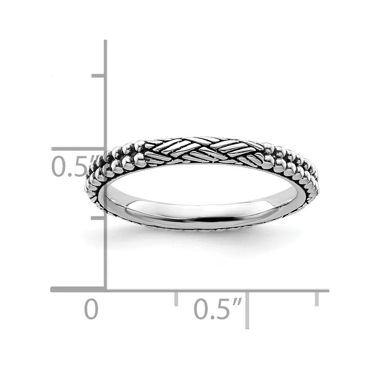 Curata 925 Sterling Silver Polished Stackable Patterned Artisan Oxidized Ring sold by Zulily product image thumbnail 4
