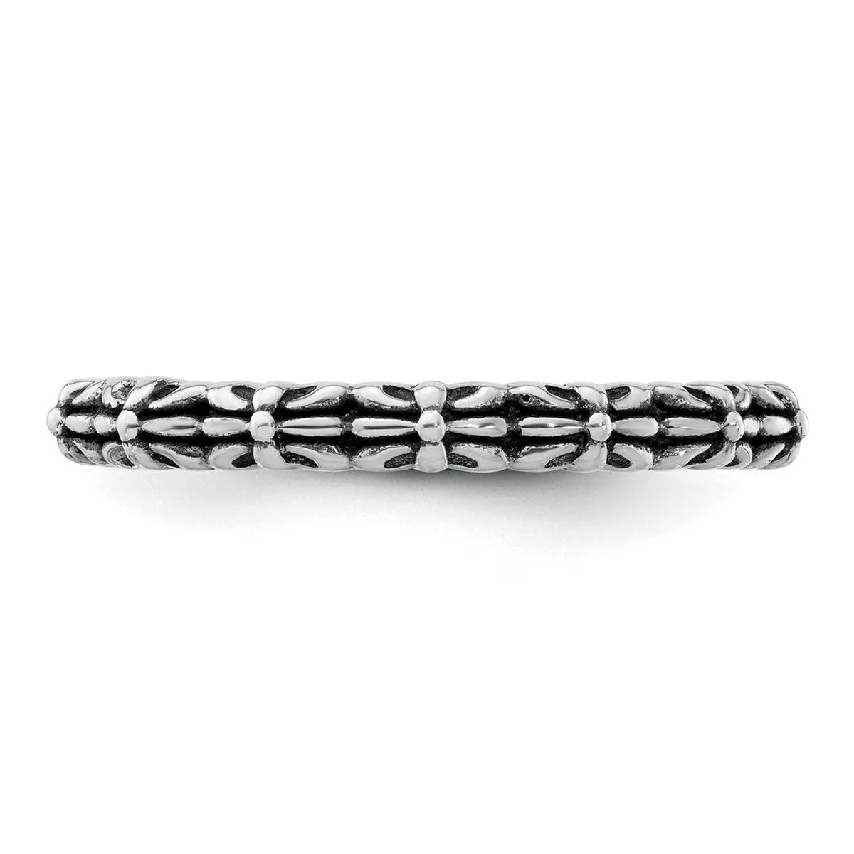 Curata 925 Sterling Silver Polished Patterned Stackable Artisan Oxidized Artisan Oxidized Ring sold by Zulily product image thumbnail 4