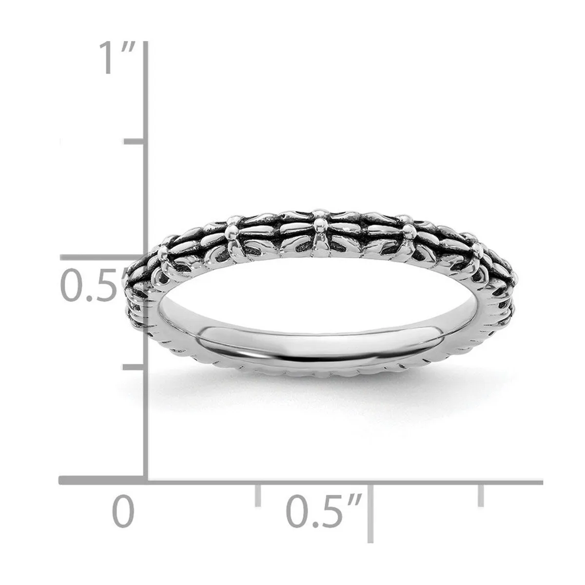 Curata 925 Sterling Silver Polished Patterned Stackable Artisan Oxidized Artisan Oxidized Ring sold by Zulily product image thumbnail 3