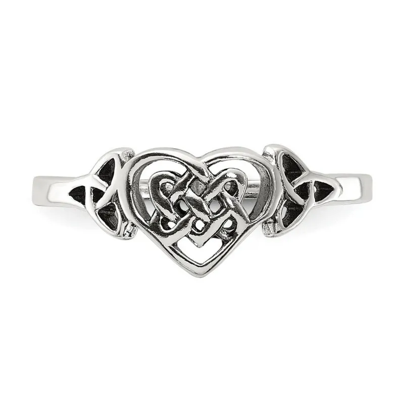 Curata 925 Sterling Silver Heart Celtic Knot Artisan Oxidized Ring sold by Zulily