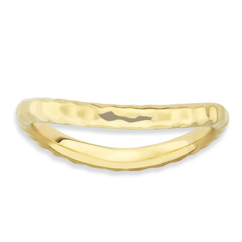 Curata 925 Sterling Silver Stackable Polished Gold Plated Wave Ring sold by Zulily