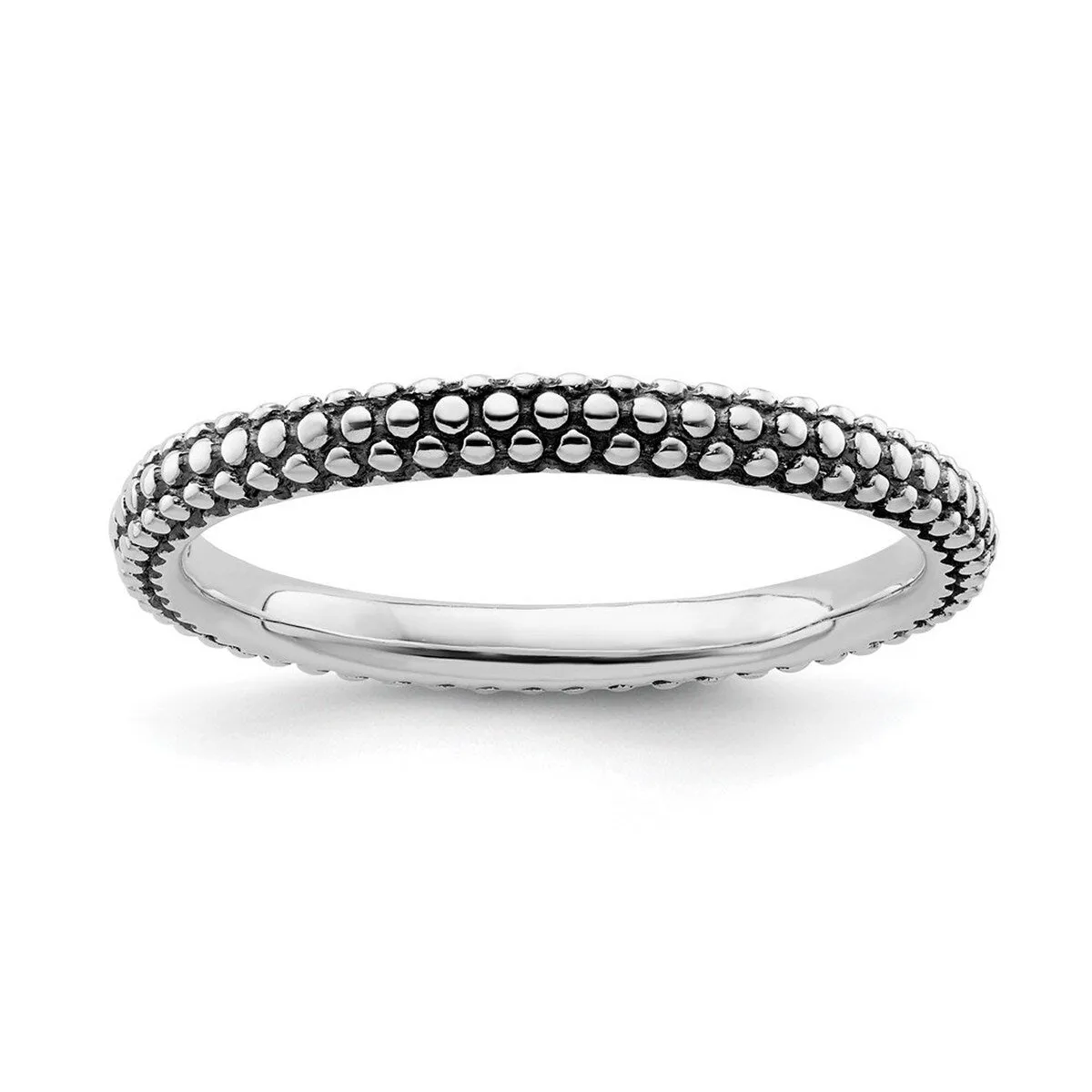 Curata 925 Sterling Silver Polished Textured Stackable Artisan Oxidized Artisan Oxidized Ring sold by Zulily product image thumbnail 2