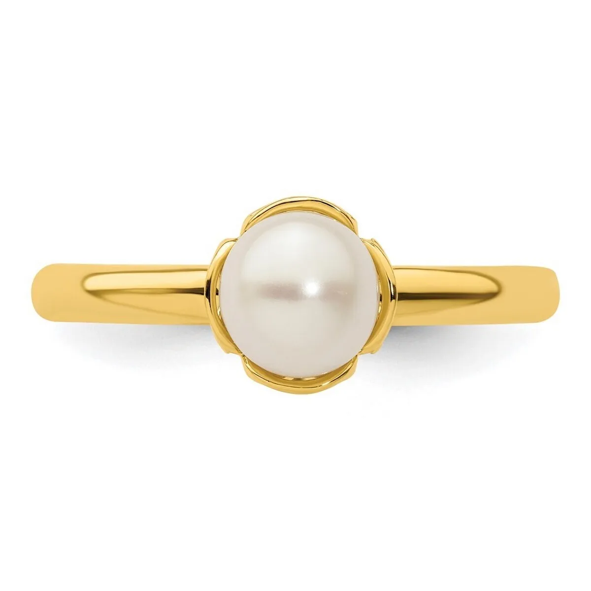 Curata 925 Sterling Silver Gold Plated White Freshwater Cultured Pearl Ring sold by Zulily product image thumbnail 4