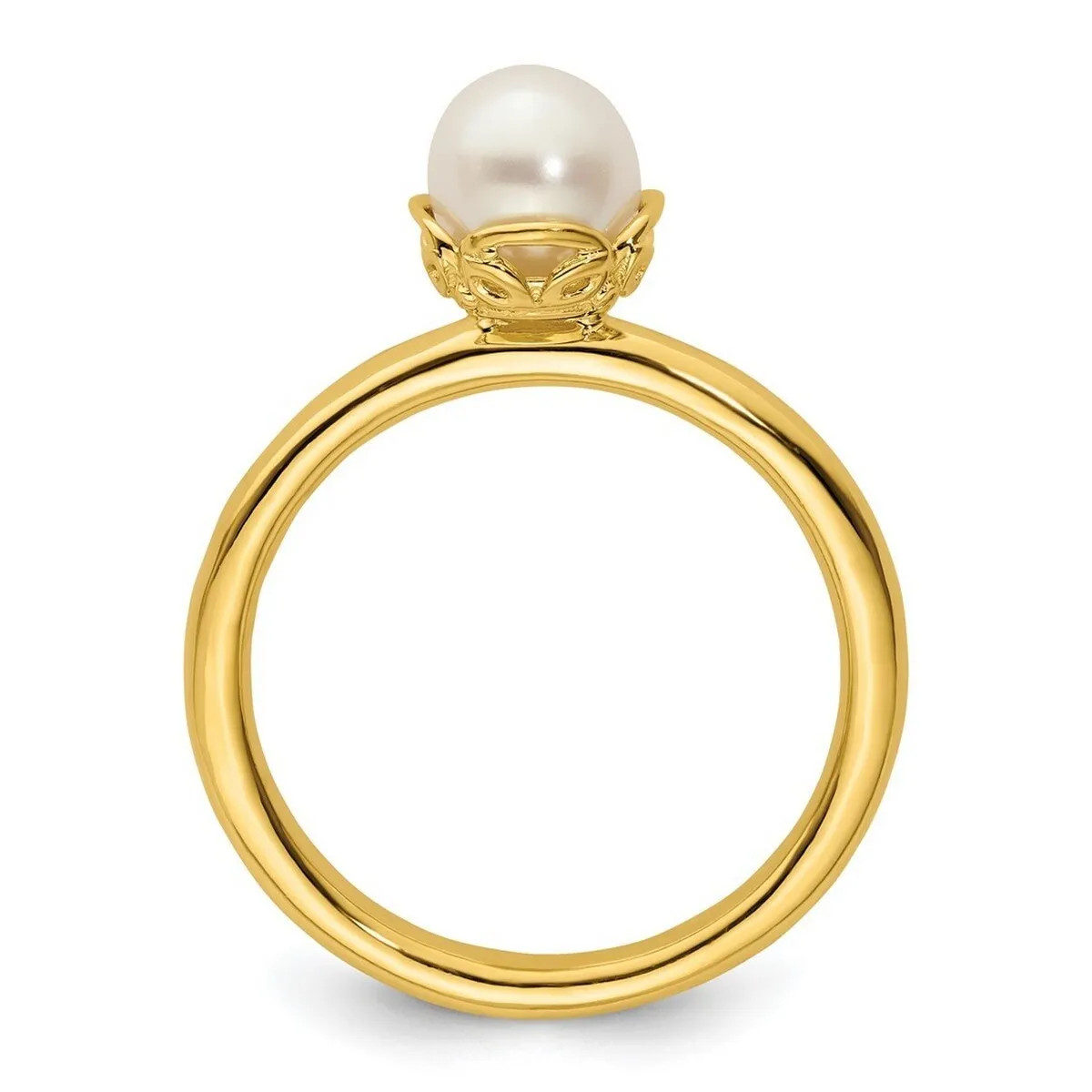 Curata 925 Sterling Silver Gold Plated White Freshwater Cultured Pearl Ring sold by Zulily product image thumbnail 5