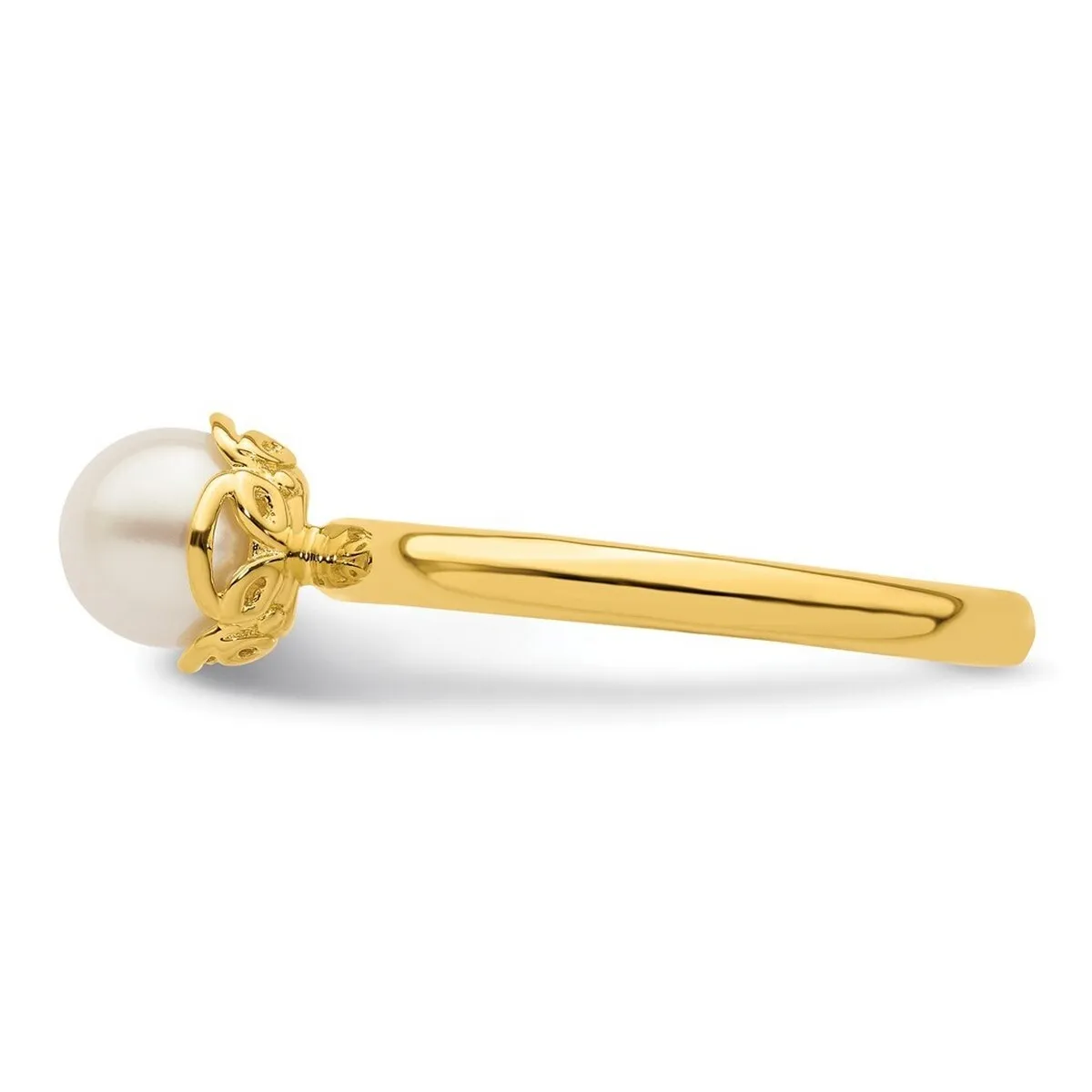Curata 925 Sterling Silver Gold Plated White Freshwater Cultured Pearl Ring sold by Zulily product image thumbnail 2