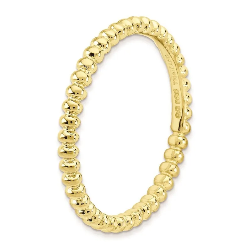Curata 925 Sterling Silver Polished Patterned Stackable Gold Plated Beaded Ring sold by Zulily
