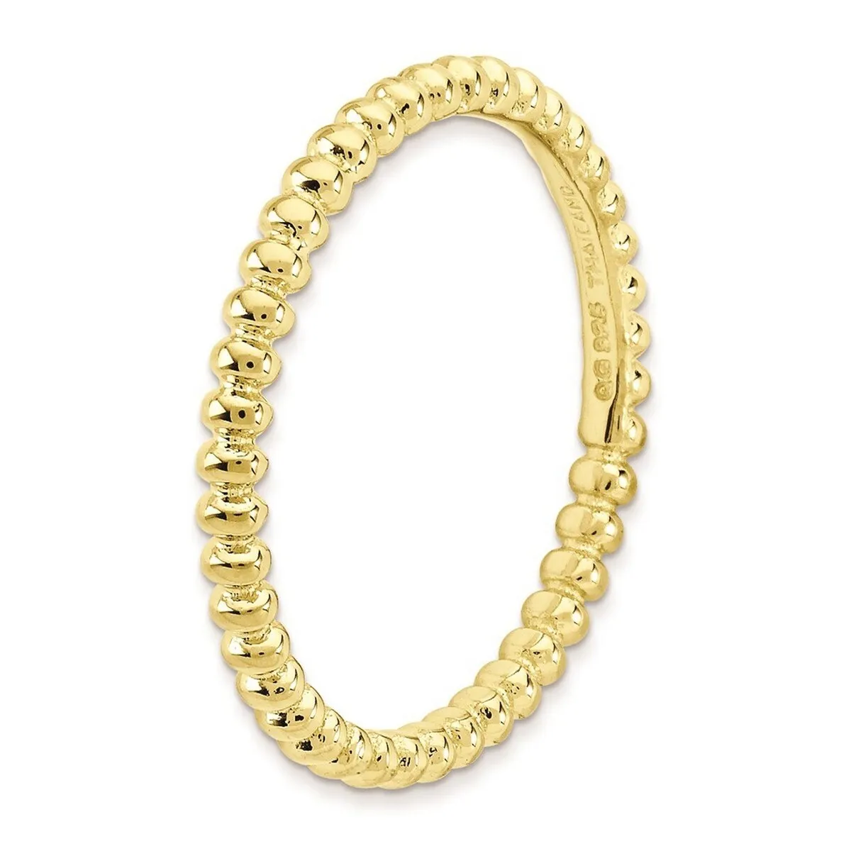 Curata 925 Sterling Silver Polished Patterned Stackable Gold Plated Beaded Ring sold by Zulily