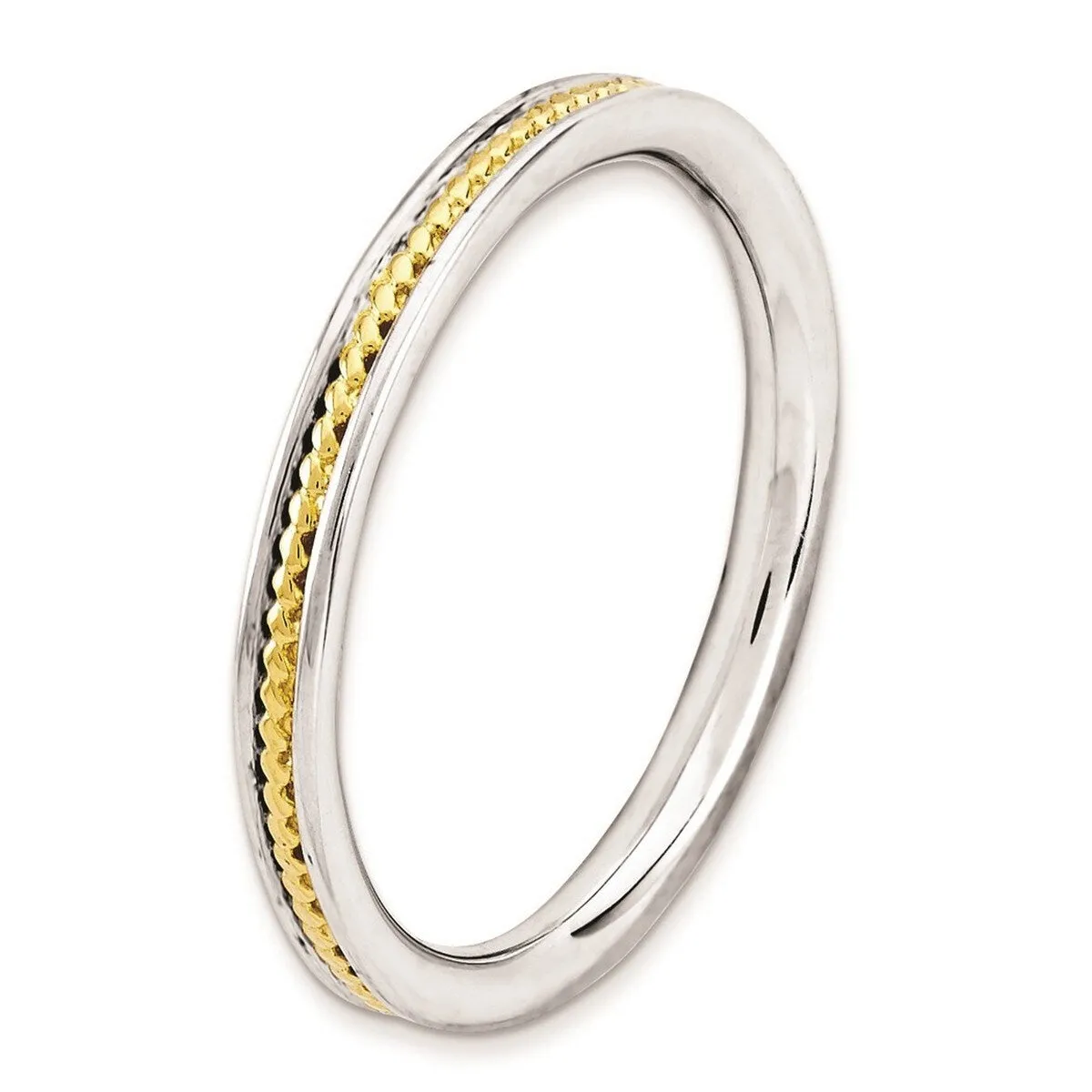 Curata 925 Sterling Silver Stackable Gold Plated Channeled Ring sold by Zulily