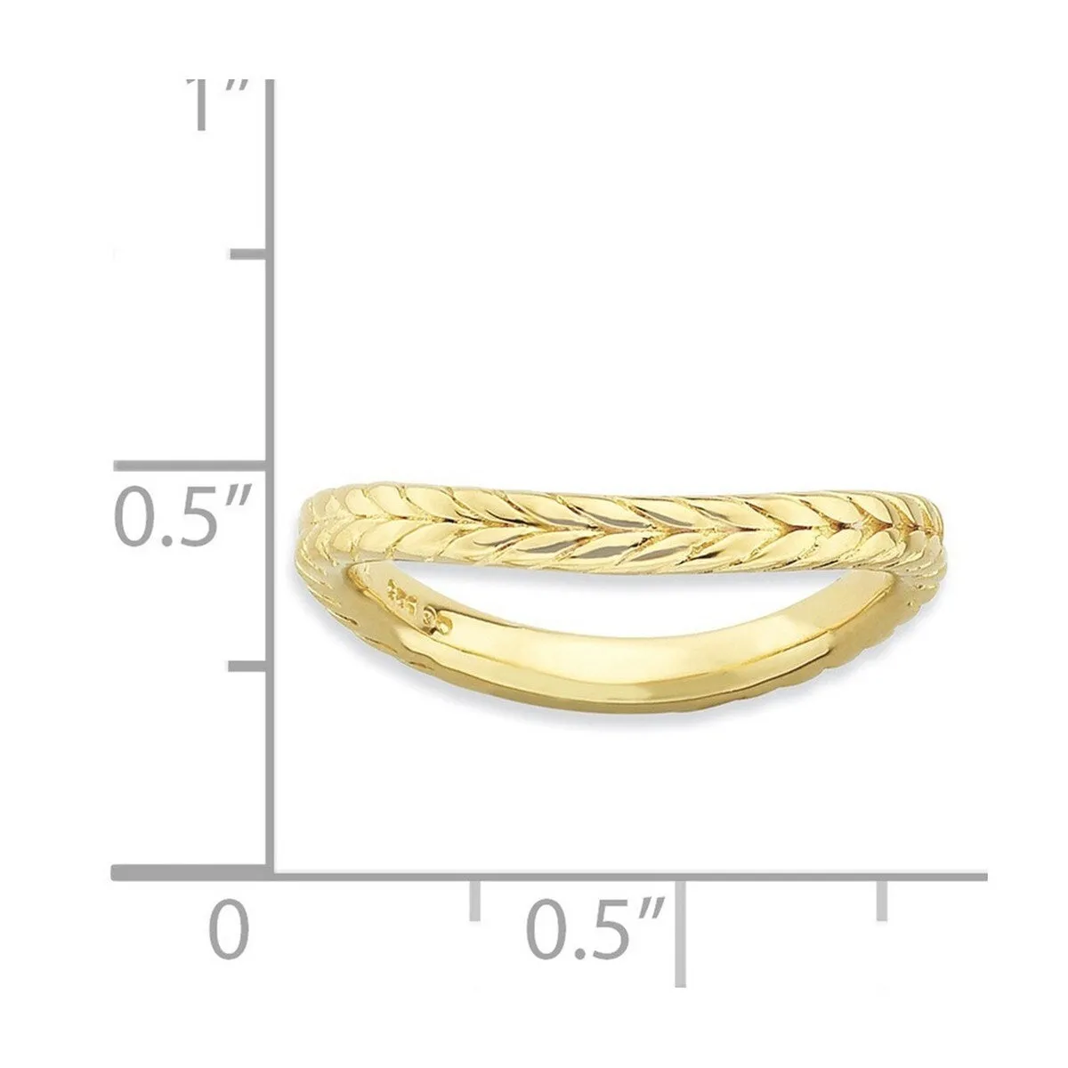 Curata 925 Sterling Silver Leaf Patterned Stackable Polished Gold Plated Wave Ring sold by Zulily