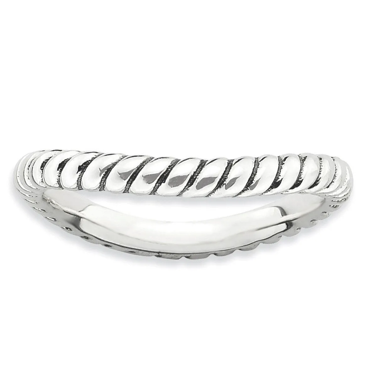 Curata 925 Sterling Silver Patterned Stackable Polished Wave Artisan Oxidized Ring sold by Zulily