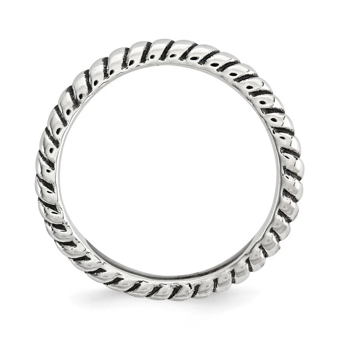Curata 925 Sterling Silver Patterned Stackable Polished Wave Artisan Oxidized Ring sold by Zulily product image thumbnail 2