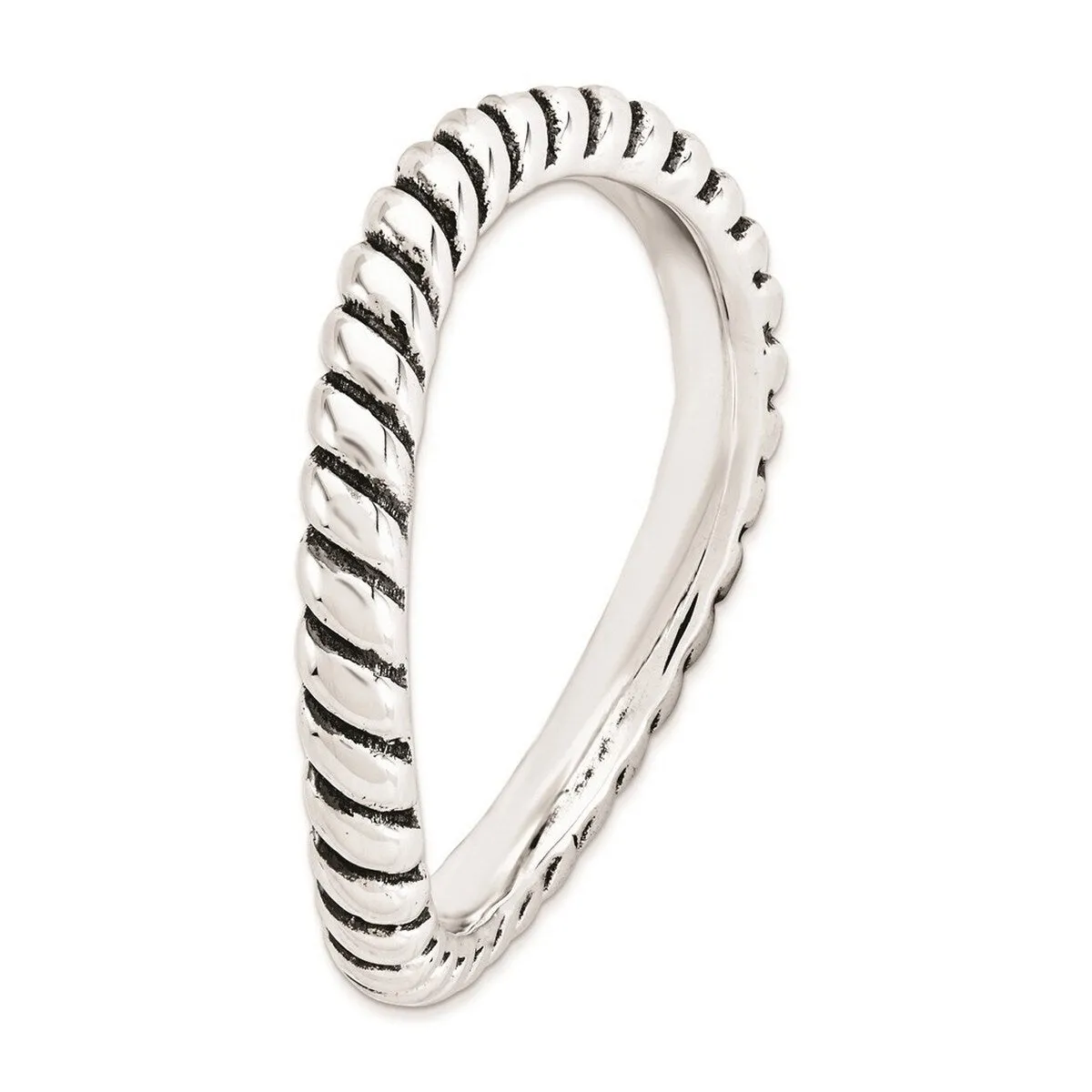 Curata 925 Sterling Silver Patterned Stackable Polished Wave Artisan Oxidized Ring sold by Zulily product image thumbnail 3