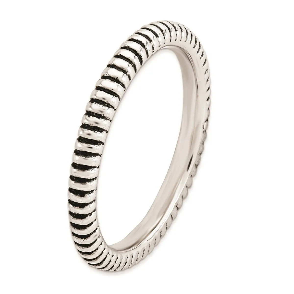 Curata 925 Sterling Silver Polished Patterned Stackable Artisan Oxidized Ring sold by Zulily product image thumbnail 5