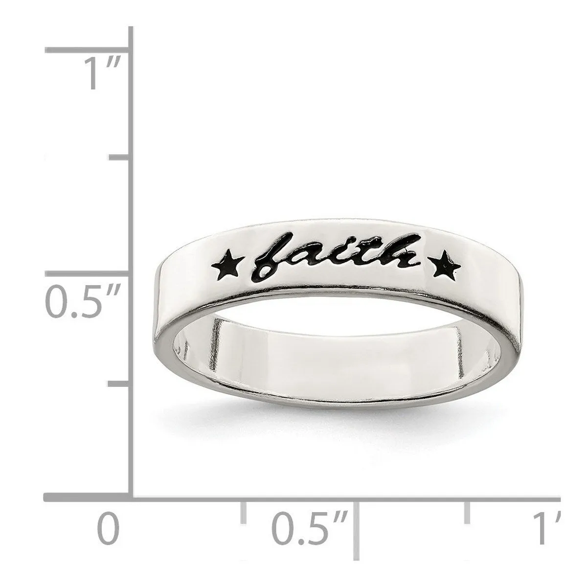 Curata 925 Sterling Silver Engravable and Polished Faith Artisan Oxidized Ring sold by Zulily