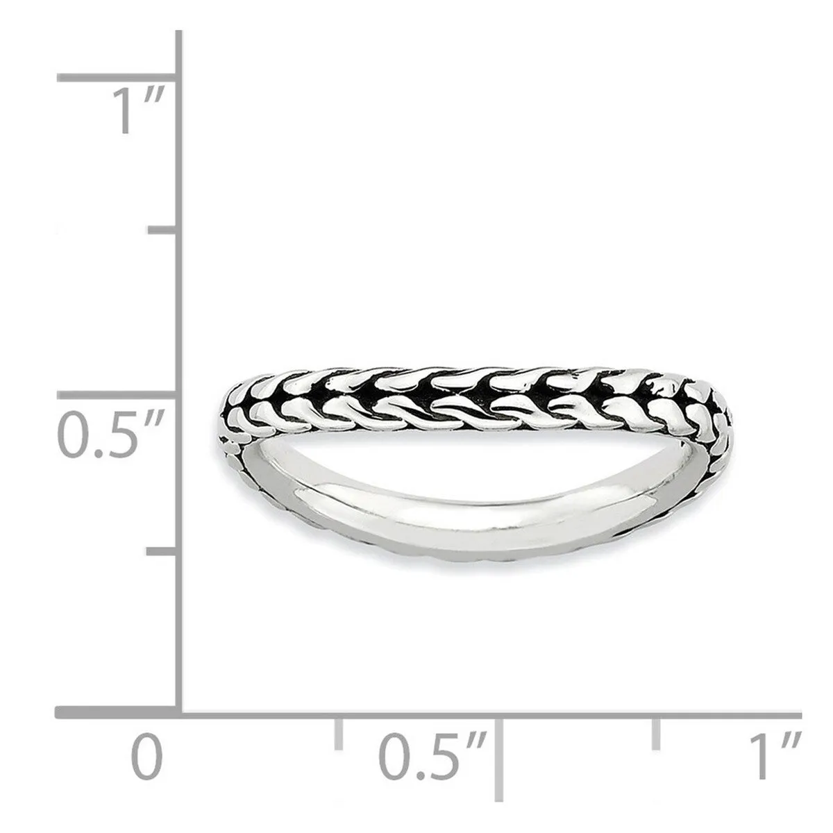 Curata 925 Sterling Silver Polished Patterned Stackable Wave Artisan Oxidized Ring sold by Zulily product image thumbnail 4